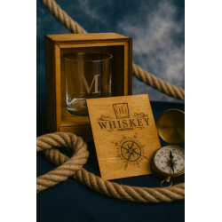 Compass Rose Whiskey Set – Maritime Holzbox mit personalisiertem Gravu